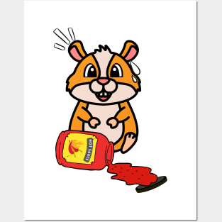 Cute Hamster Spills Hot Sauce Tabasco Posters and Art